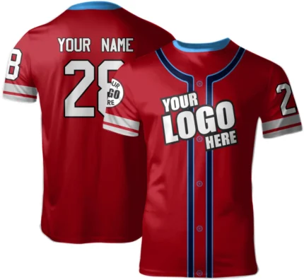 Custom Red Sky Blue-White Authentic Baseball Jersey